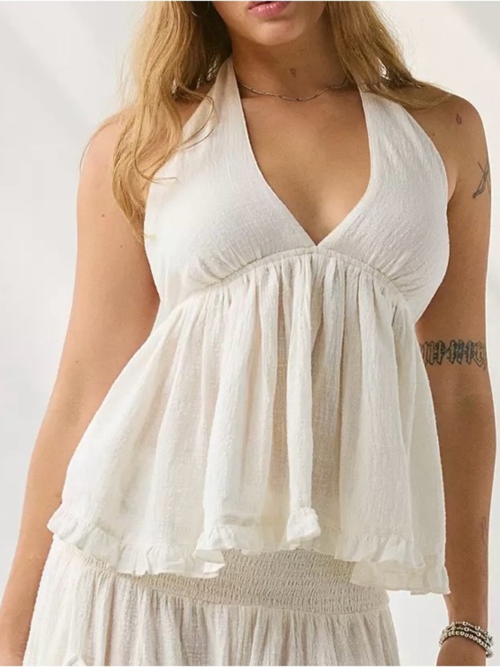 Out From Under Women’s Cream Halter Babydoll Tank Top XL